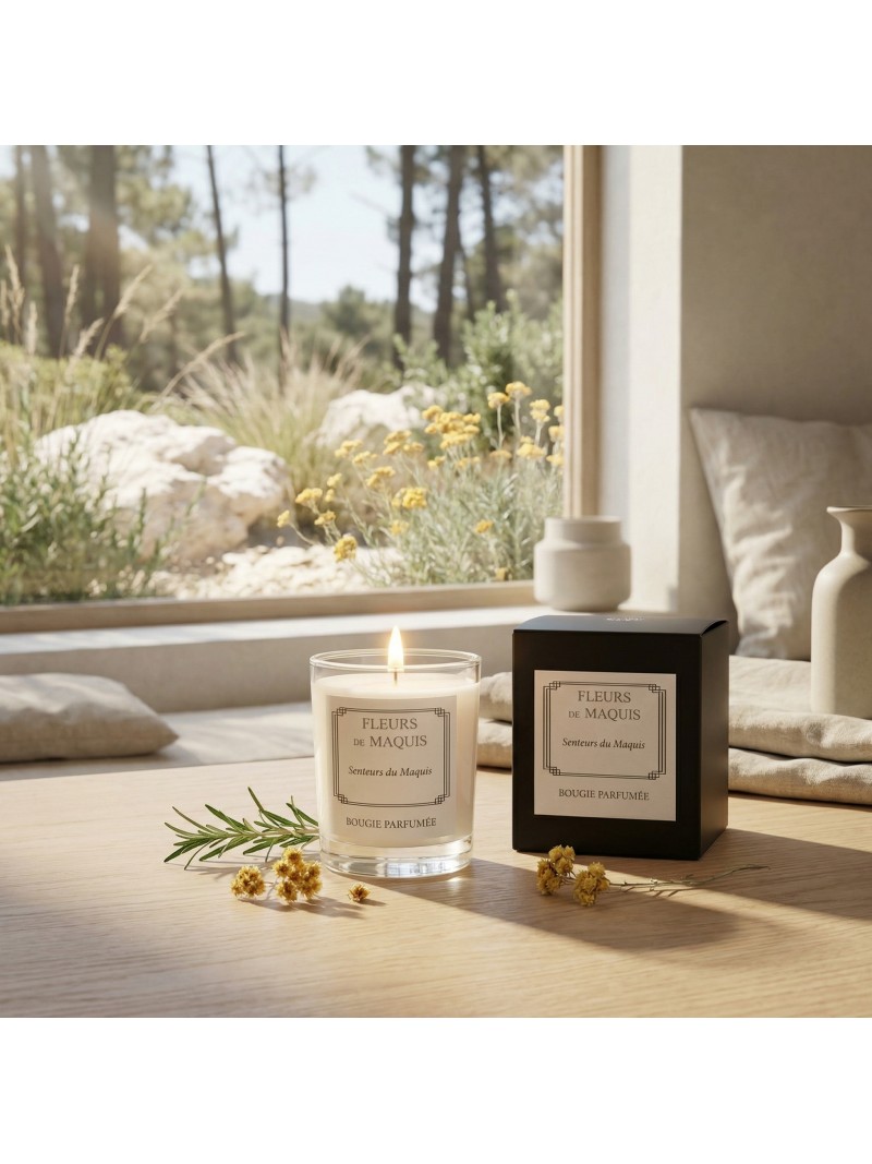 Senteurs du Maquis, une bougie inspirée par la puissance aromatique du maquis printanier.