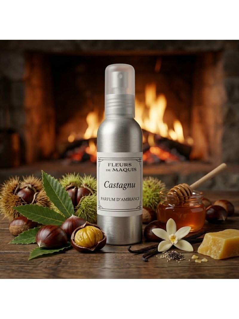 Castagnu 100ml - Fragrance d'auteur gourmande, châtaigne corse grillée au feu de bois
