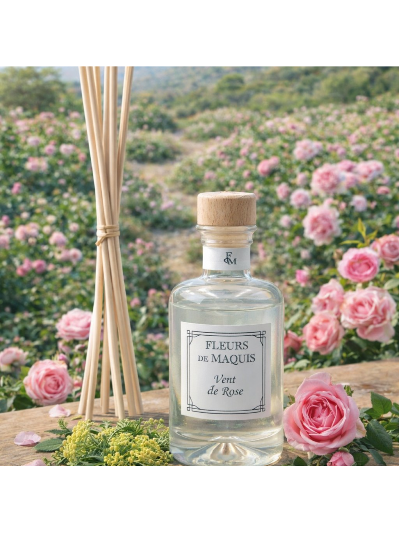 Vent de Rose, un diffuseur d’ambiance floral et délicat à l’élégance douce et lumineuse.